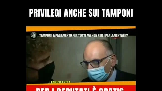 Tamponi gratis per i parlamentari